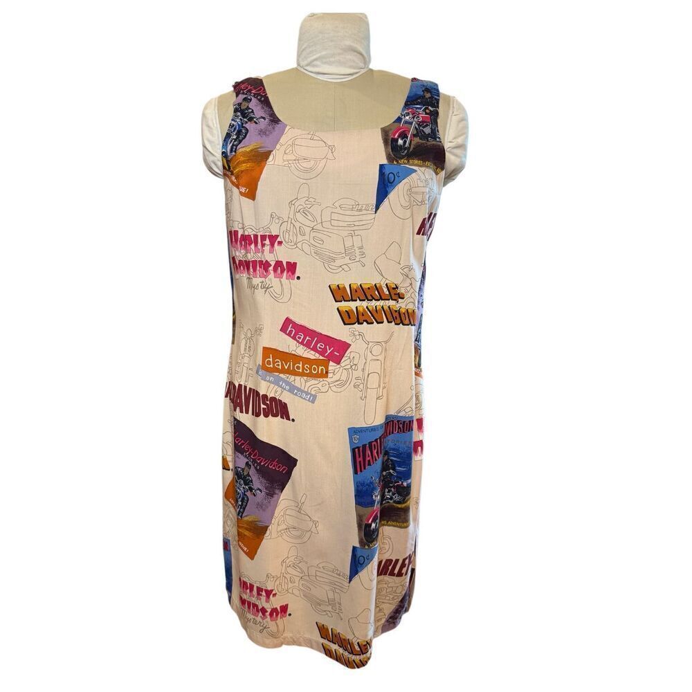 Harley Davidson Vintage 1990’s Dress Sleeveless Logo/Magazine Print Sz. L